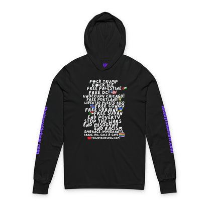 TJRS F*k Trump, F*K ICE Hooded Long Sleeve Tee — Political Statement Activist Top