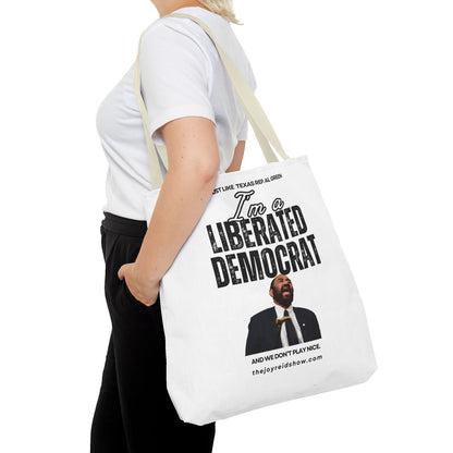 Liberated Democrat Tote Bag - Joy Reid Show AOP, Political Tote, Funny Gift, Statement Bag, Eco-Friendly, Everyday Use
