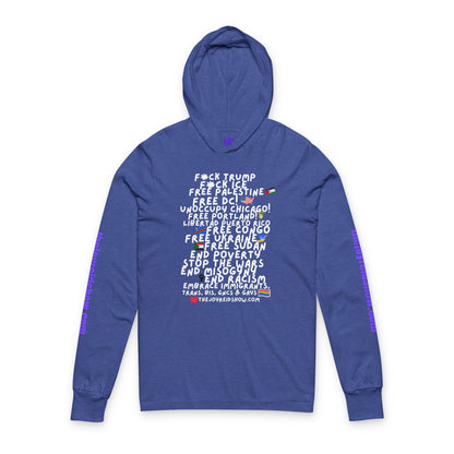 TJRS F*k Trump, F*K ICE Hooded Long Sleeve Tee — Political Statement Activist Top
