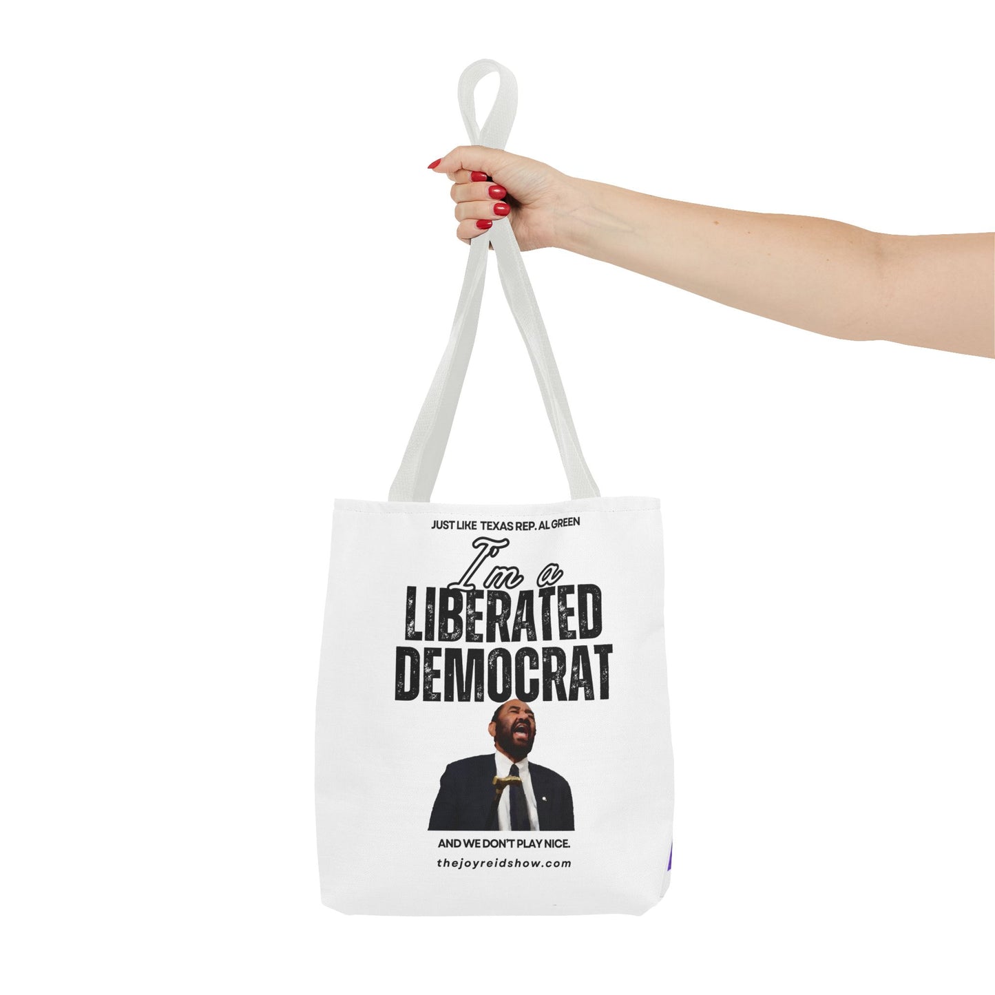 Liberated Democrat Tote Bag - Joy Reid Show AOP, Political Tote, Funny Gift, Statement Bag, Eco-Friendly, Everyday Use