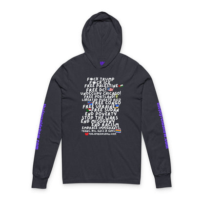 TJRS F*k Trump, F*K ICE Hooded Long Sleeve Tee — Political Statement Activist Top
