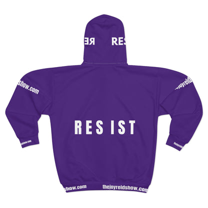 Joy Reid Show Fun Character Zip Hoodie - Purple Podcast Fan Hoodie with Emojis