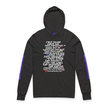 TJRS F*k Trump, F*K ICE Hooded Long Sleeve Tee — Political Statement Activist Top