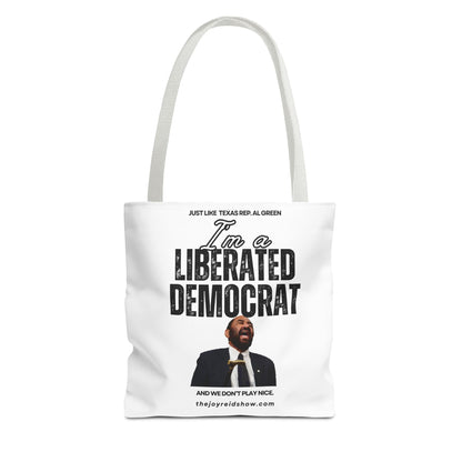 Liberated Democrat Tote Bag - Joy Reid Show AOP, Political Tote, Funny Gift, Statement Bag, Eco-Friendly, Everyday Use